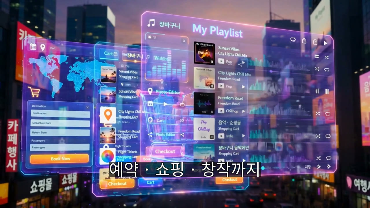 장면 3 — 예약, 쇼핑, 창작까지